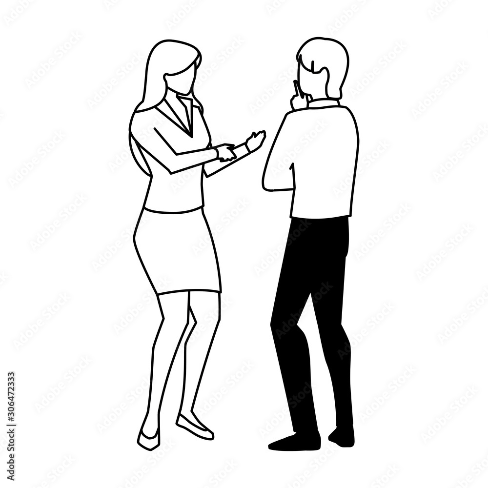 business couple standing on white background