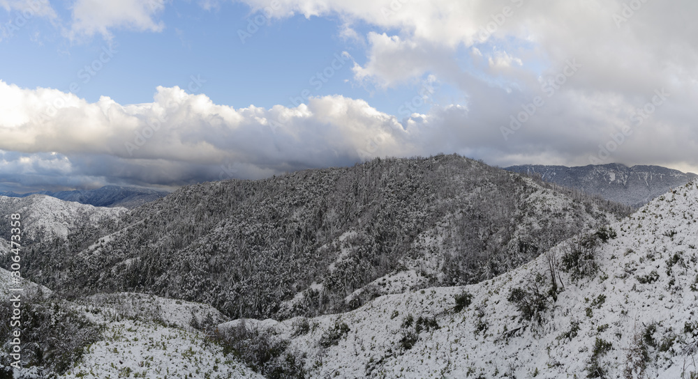 Image showing early snowfall on the San Gabriel Mountains in the Angeles national Forest followig a storm on Thanksgiving Day.