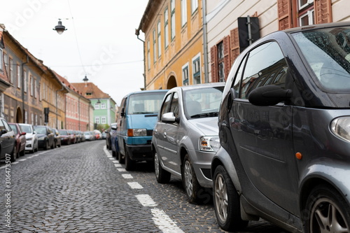Sibiu city center, parked cars © Ocskay Mark
