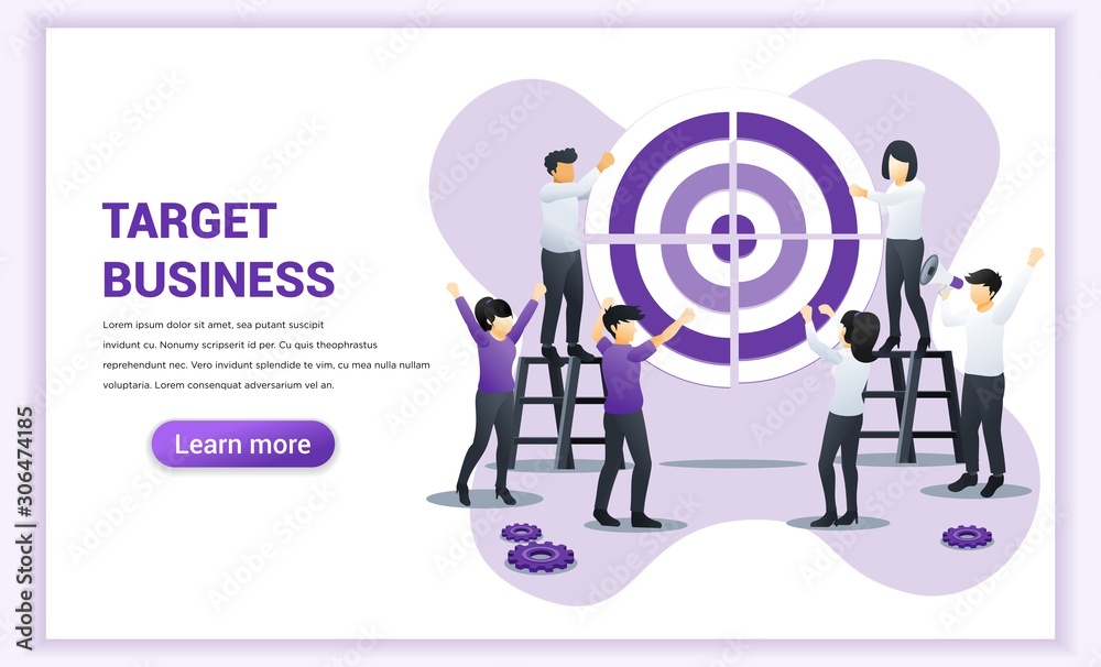 Business teamwork concept. People working together pushing a pieces of big target. goal achievement, leadership, partnership, Team work. Flat vector illustration Business teamwork concept. People working together pushing a pieces of big target. goal achievement, leadership, partnership, Team work. Flat vector illustration