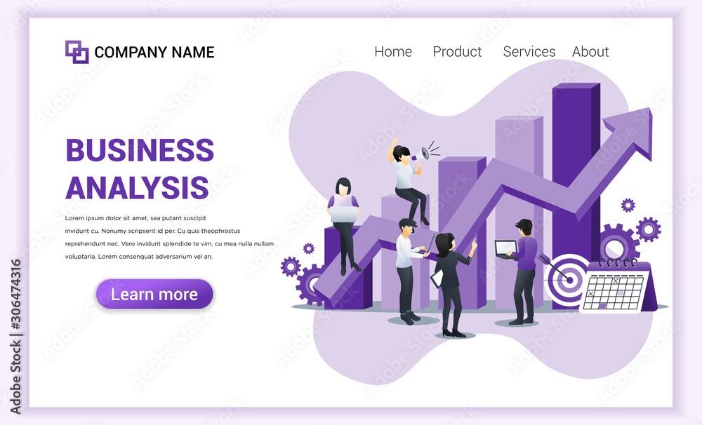 Business analysis concept with characters. Auditing, Financial consulting. Can use for web banner, landing page, web template. Flat vector illustration