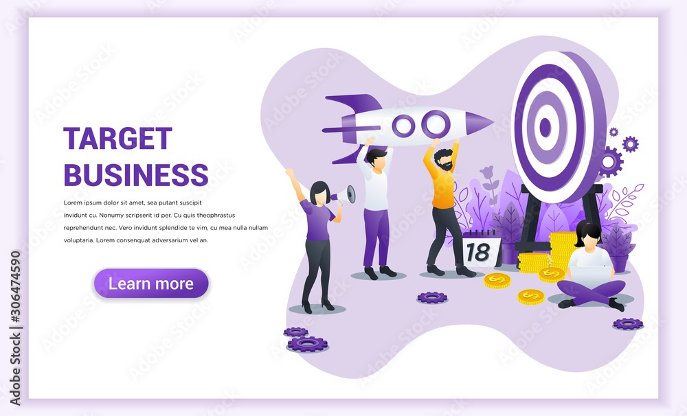 Reach the target concept. People holding a rocket aimed at the target board. Hit the target, Business goal achievement. Flat vector illustration Reach the target concept. People holding a rocket aimed at the target board. Hit the target, Business goal achievement. Flat vector illustration