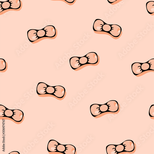 Coral bows on a coral background. Seamless pattern.
