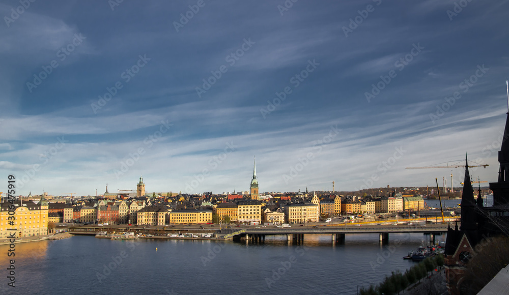 view of Gamlastan from lake Malaren. Stockholm, Sweden