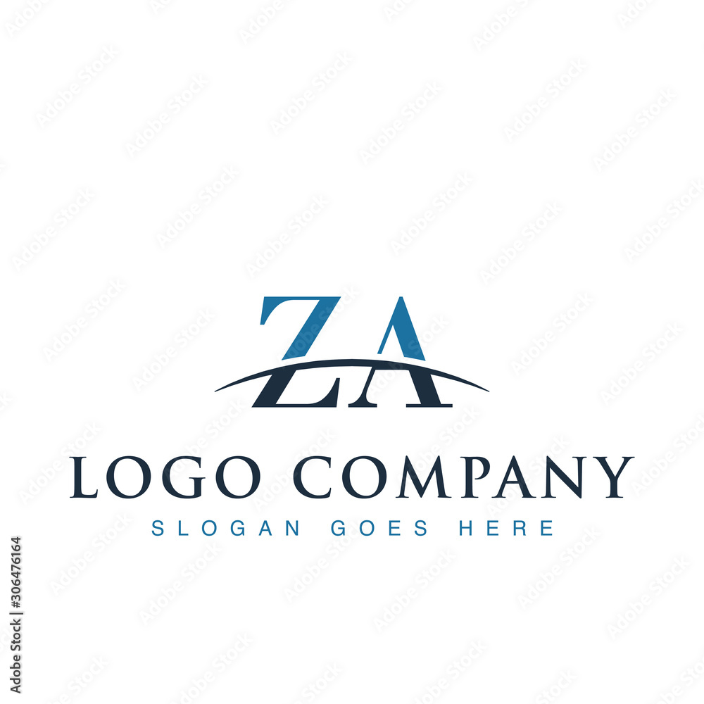 Initial letterZA , overlapping movement swoosh horizon logo company design inspiration in blue and gray color vector Initial letterZA , overlapping movement swoosh horizon logo company design inspiration in blue and gray color vector