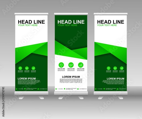 Roll up banner stand. Vertical Vector template design. Modern Flag Banner Design with abstract background can be used for Annual Report, Cover, Flyer, Magazine, Presentation, Poster, Website