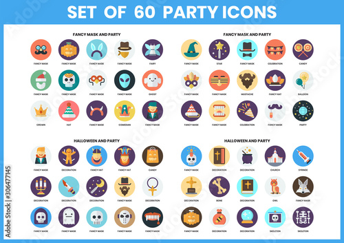 Party icons set for business