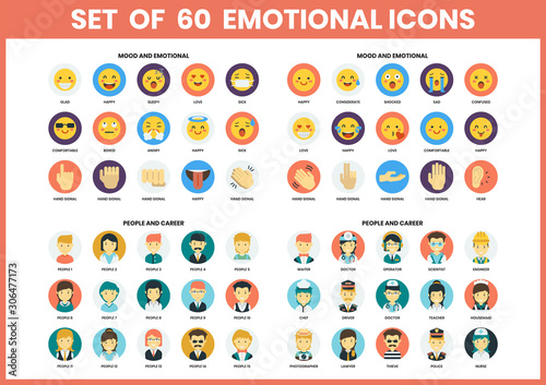 Emotional icons set for business