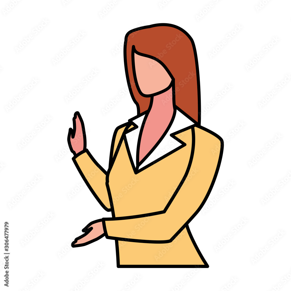 businesswoman faceless on white background