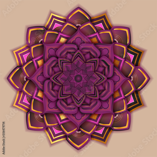  round abstract circle. Mandala style. Decorative element, colored circular design element.