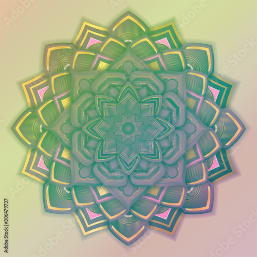 round abstract circle. Mandala style. Decorative element, colored circular design element.