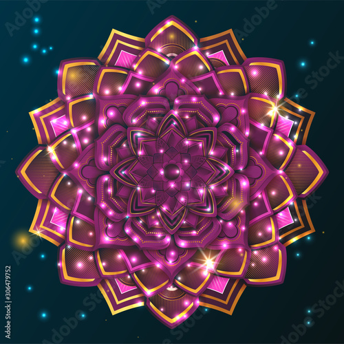  round abstract circle. Mandala style. Decorative element, colored circular design element.