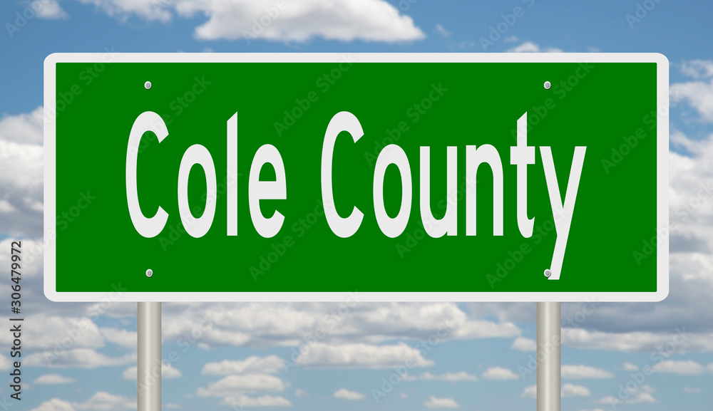 Rendering of a 3d green highway sign for Cole County Rendering of a 3d green highway sign for Cole County