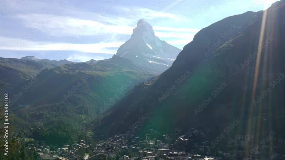 Timelapse Zermatt City with Matterhorn background in Switzerland