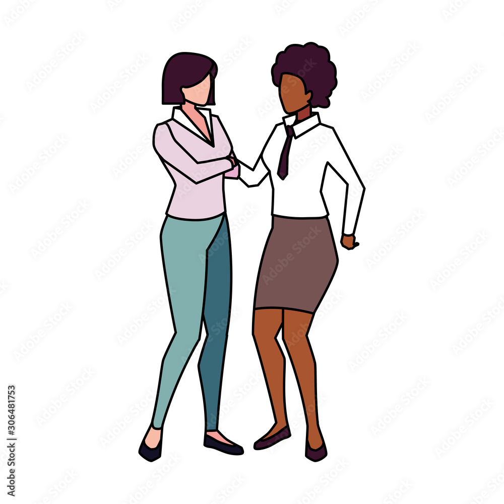 businesswomen with standing on white background businesswomen with standing on white background