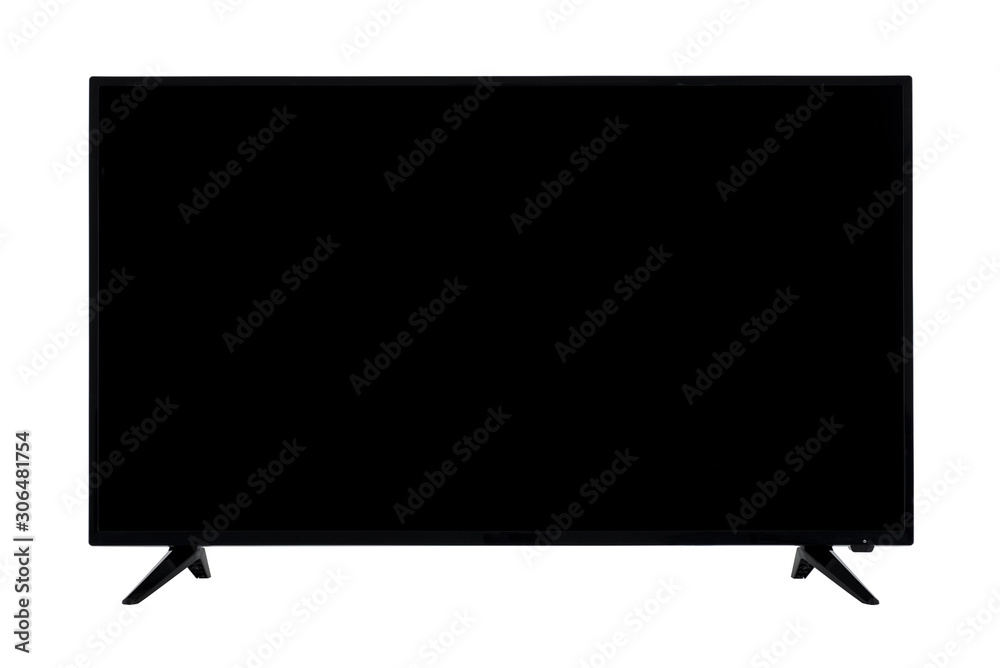 View of widescreen internet tv monitor isolated on white background View of widescreen internet tv monitor isolated on white background
