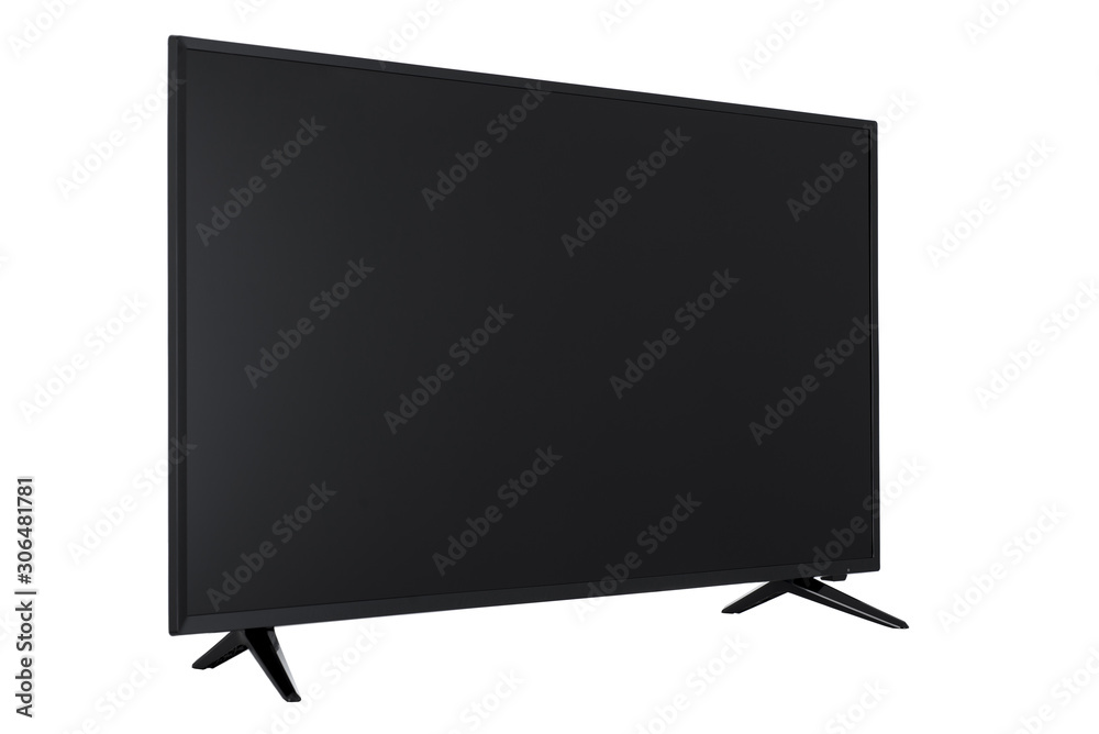 View of widescreen internet tv monitor isolated on white background View of widescreen internet tv monitor isolated on white background