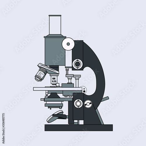 microscope isolated on white background Microscope Illustration modern design good for kids and science class, presentation. modern color combinations