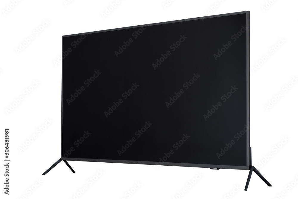 View of widescreen internet tv monitor isolated on white background View of widescreen internet tv monitor isolated on white background