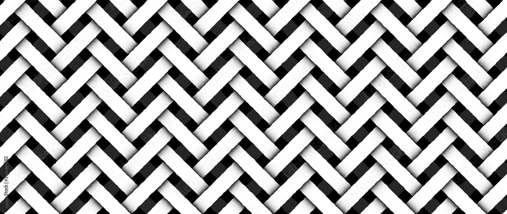 Monochrome wicker background. Braided black and white pattern