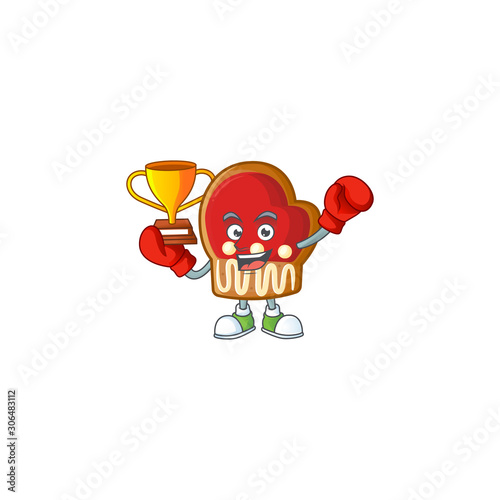 Super cool Boxing winner gloves cookies in mascot cartoon style