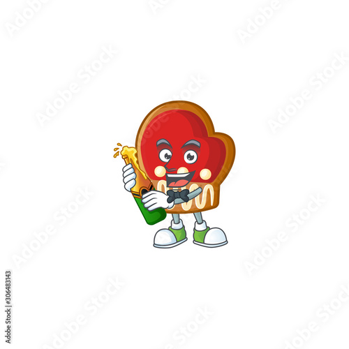 Cool gloves cookies with beer mascot cartoon style