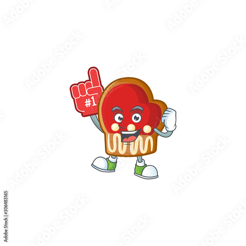 Foam finger gloves cookies on mascot cartoon style