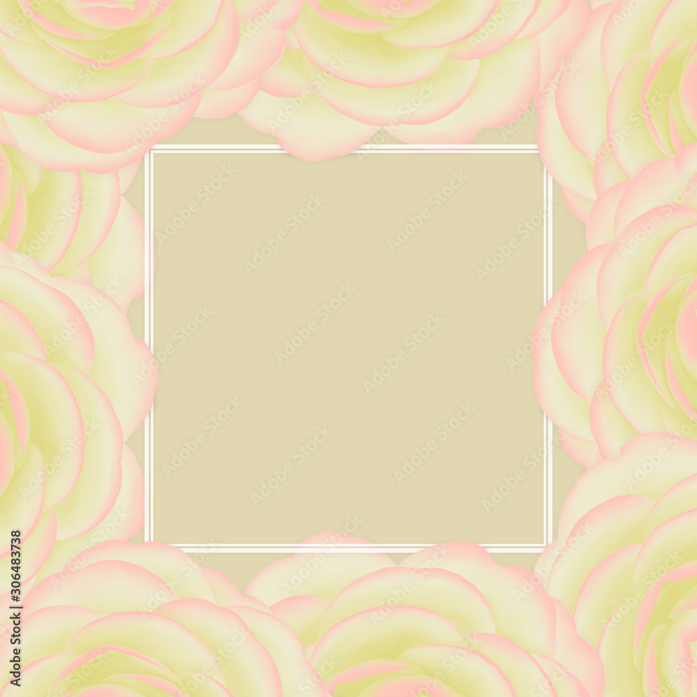 Set of card with flower camellia, leaves. Wedding ornament concept. Floral poster, invite.Decorative greeting card or invitation design background Set of card with flower camellia, leaves. Wedding ornament concept. Floral poster, invite.Decorative greeting card or invitation design background