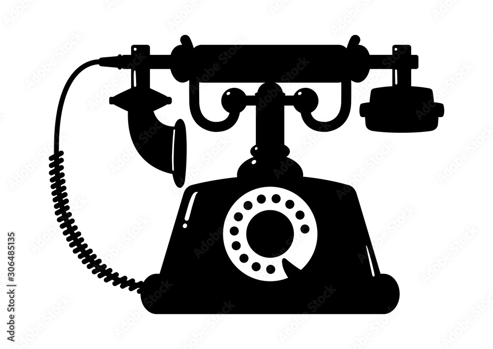 Retro Black Phone / antique / silhouette Retro Black Phone / antique / silhouette