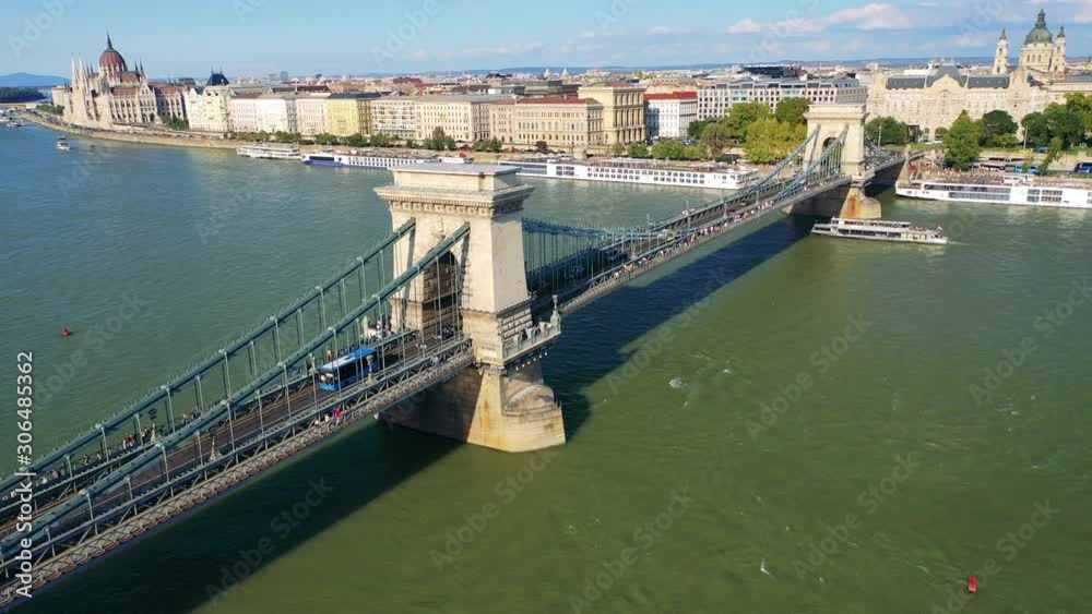 The famous Chain Bridge on the Danube river in Budapest The famous Chain Bridge on the Danube river in Budapest