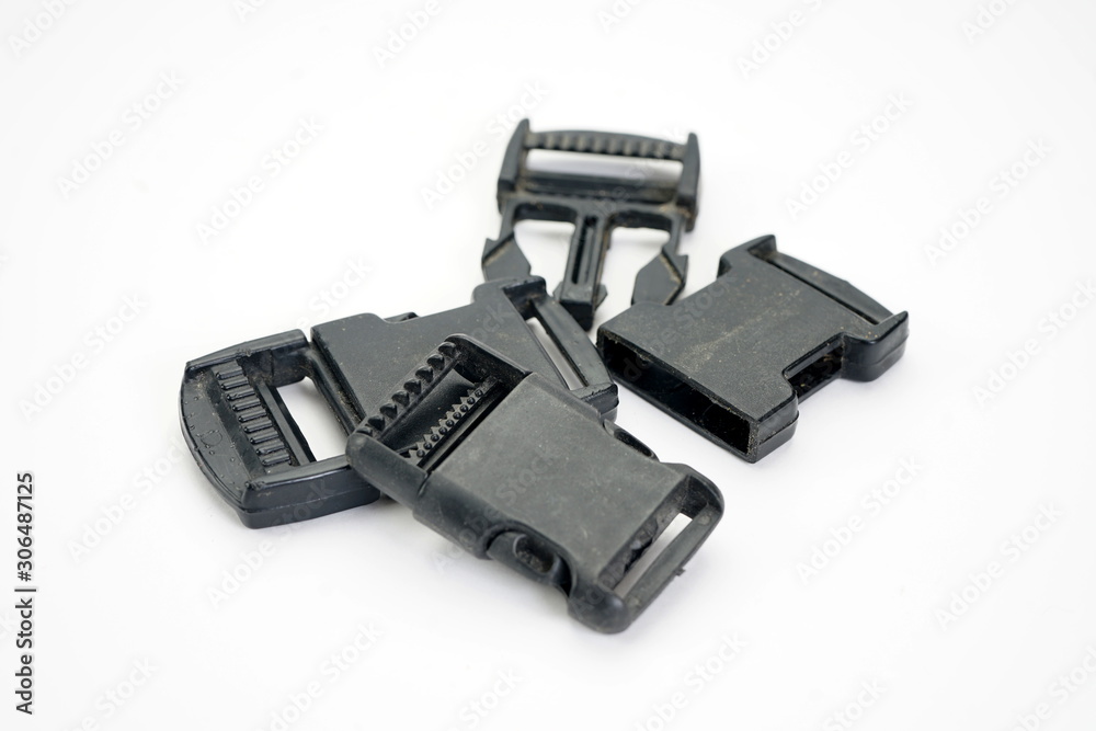 Black plastic fastener - fastex for the manufacture of backpacks. Reinforced plastic carbine for military and camping ammunition. Black plastic fastener - fastex for the manufacture of backpacks. Reinforced plastic carbine for military and camping ammunition.