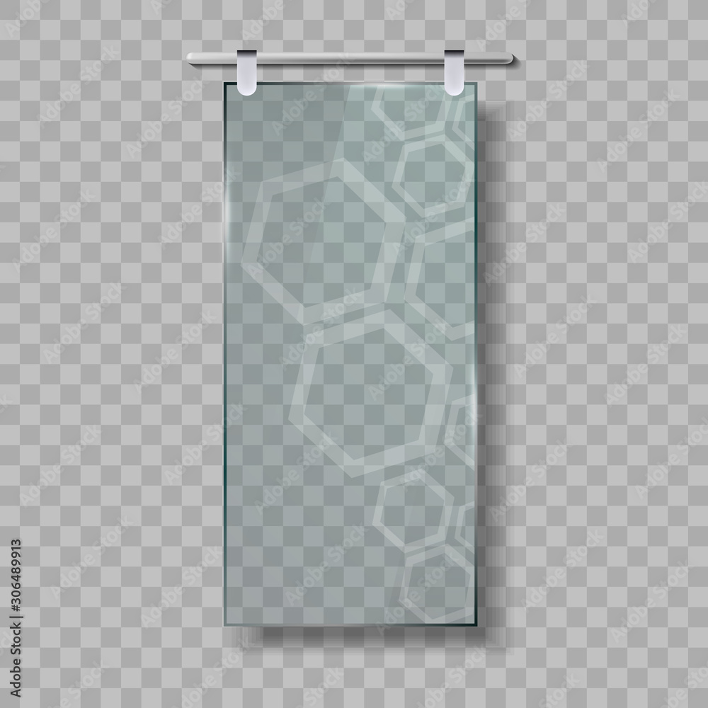 Sliding Glass Door With Chrome Handle And Hinges Vector. Elegant