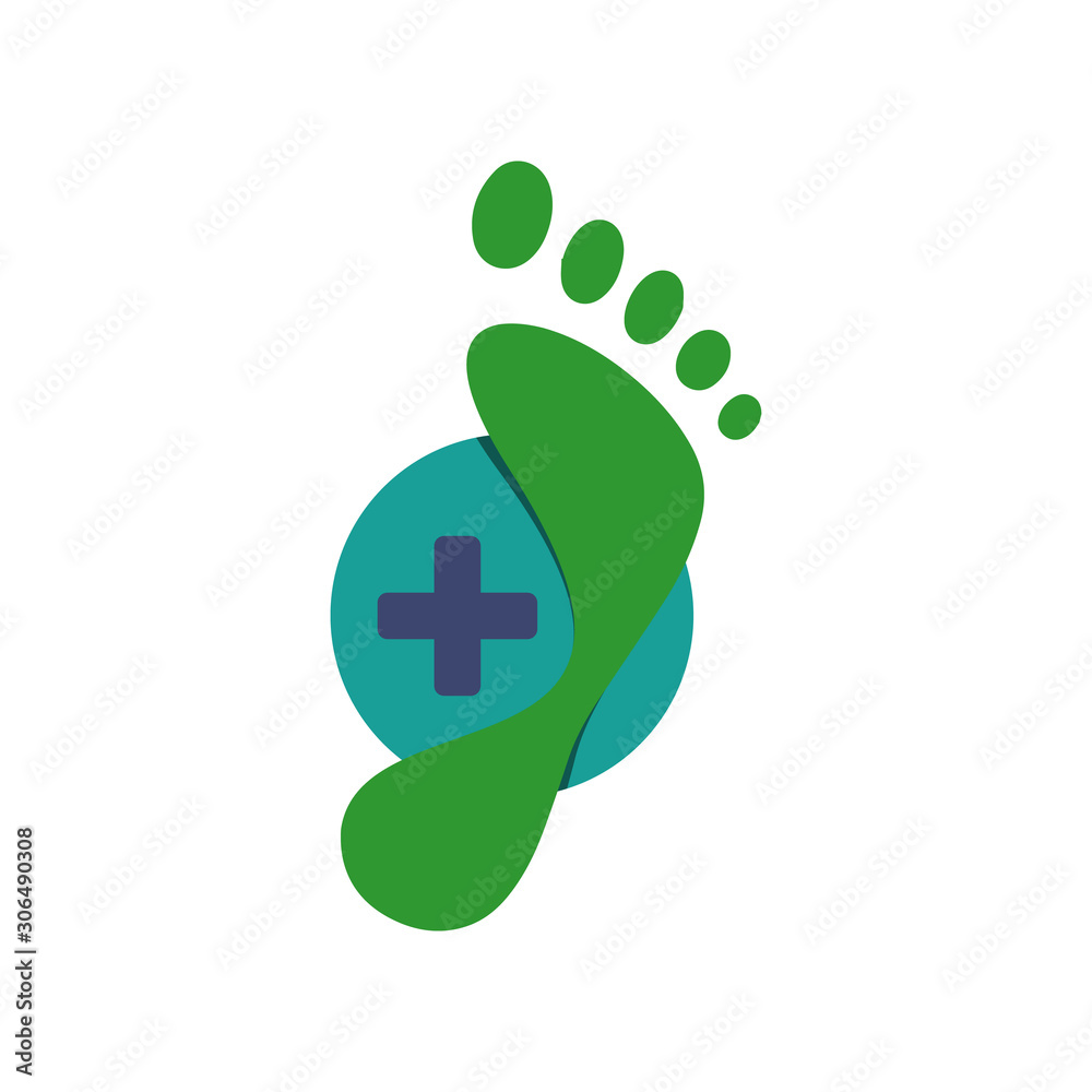 Obraz premium new creative podiatric feet care foot print logo design vector icon illustration template