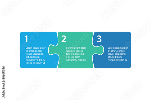 Infographics step blocks as puzzle jigsaw pieces.