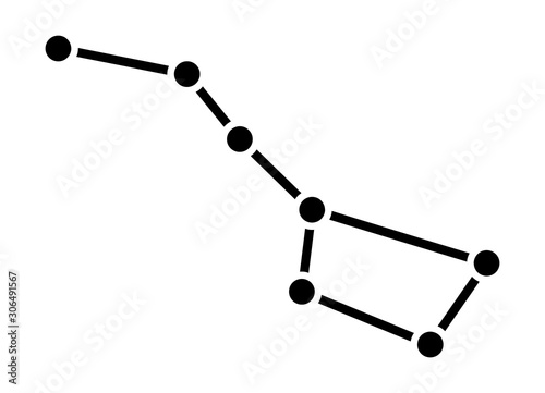Big dipper asterism in the Ursa Major constellation with dots flat vector icon for space apps and websites