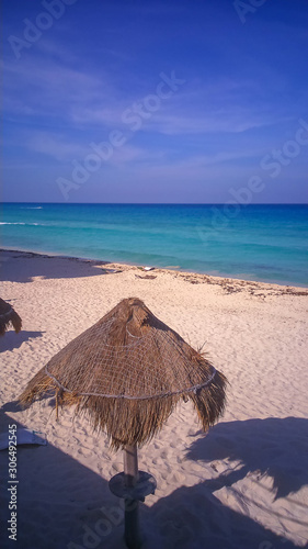 The beach landscape near Cancun in Mexico