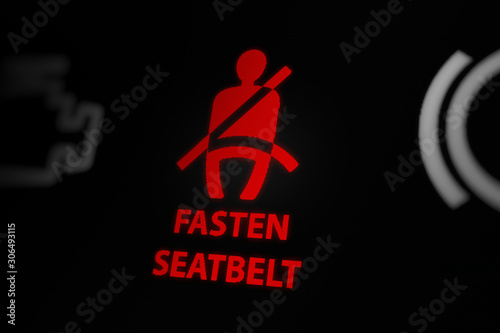 Fasten Seat Belt Warning Light on Car Dashboard
