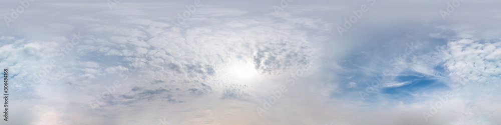 blue sky with morning fog. Seamless hdri panorama 360 degrees angle view with zenith for use in 3d graphics or game development as sky dome or edit drone shot