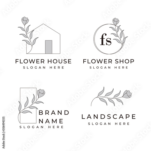 Feminine logo collections template premium vector