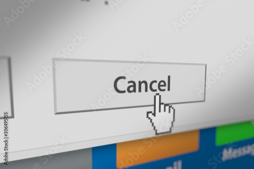 Mouse Cursor Clicking Cancel Button on Monitor Screen. 