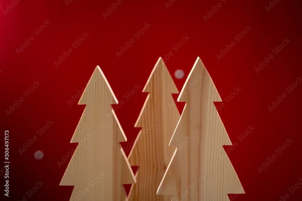 Holiday red and wood conceptual card