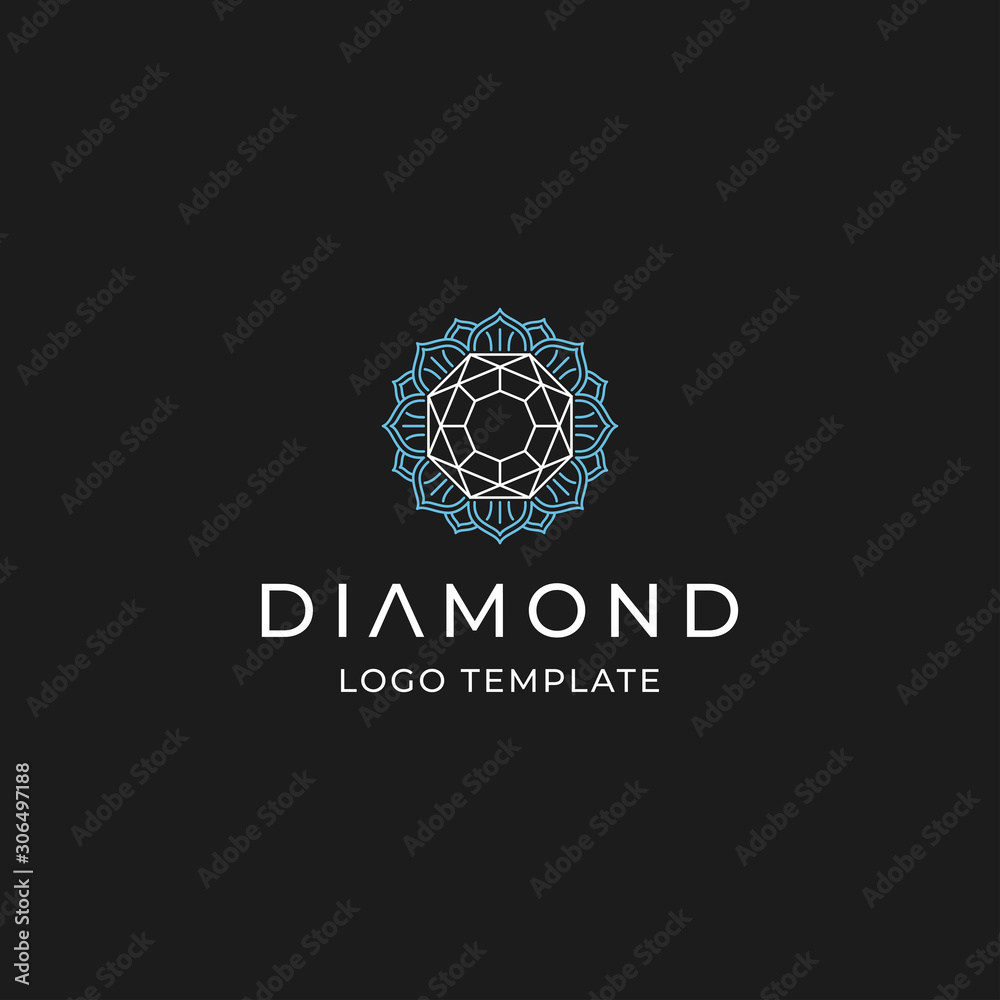 Luxury diamond with flower logo template, simple and easy to use on stationary Luxury diamond with flower logo template, simple and easy to use on stationary