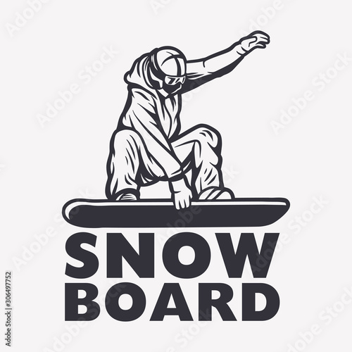 snowboarder black and white design element illustration