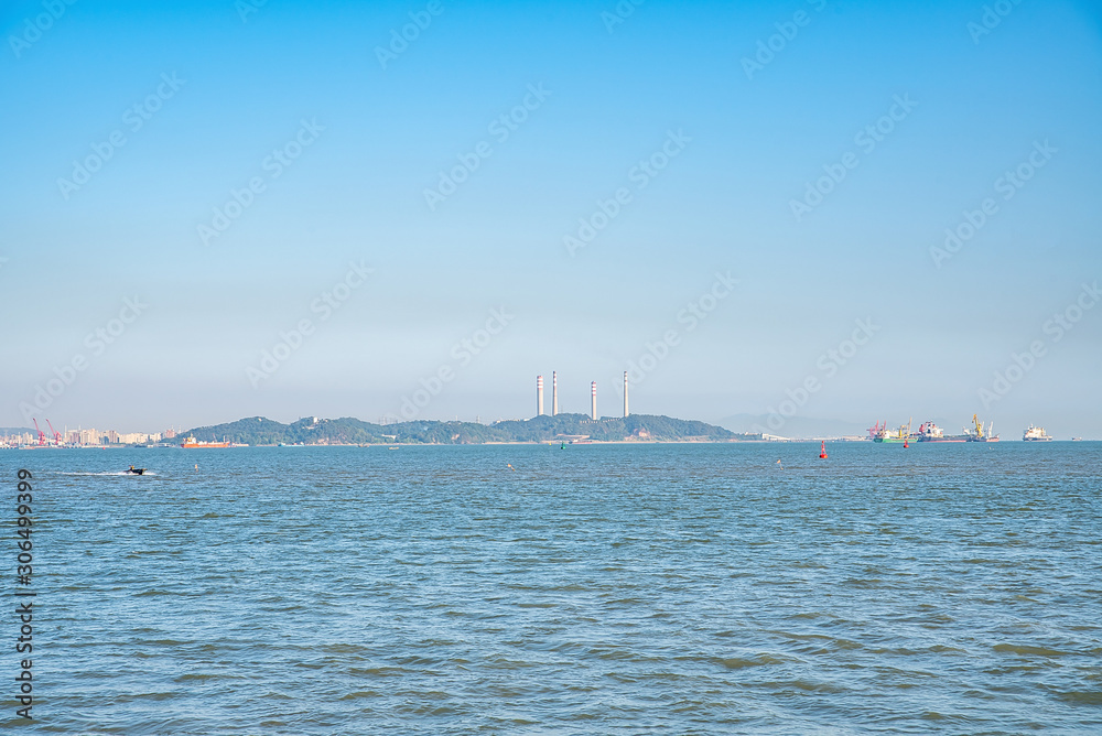 Vessel on the sea in the Pearl River Estuary, Guangdong Province, China