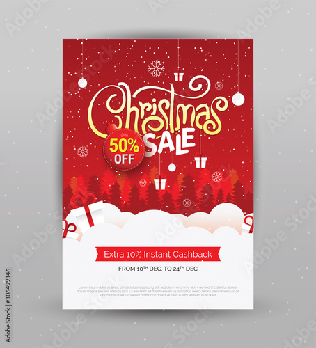 Christmas Sale Poster Design Layout Template Design Vector Illustration