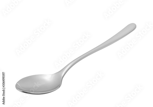 steel metal spoon isolated on white.Entire image in sharpness. photo