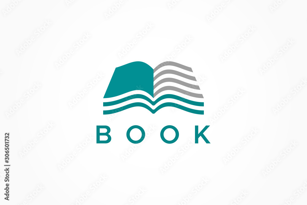 Open Book Logo Education Flat Vector Design Stock Vector | Adobe Stock