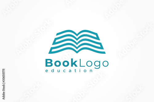 Open Book Logo Education Flat Vector Design