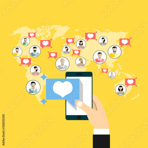 Social network, people connecting all over the world.