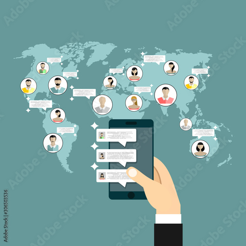 Social network, people connecting all over the world.